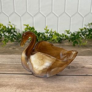 Vintage Imperial Glass Co. "End O'Day" Glass Caramel Slag Glass Swan